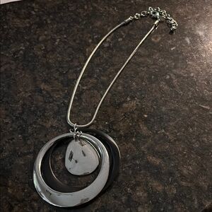 Chico's Silver and Black Modern Necklace